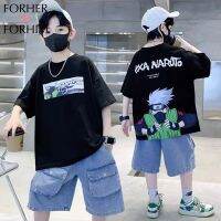 FORHERFORHIM เสื้อยืดเสื้อแขนสั้นลายการ์ตูนนารูโตะสำหรับเด็กผู้ชายใส่ฤดูร้อน2023ใหม่ FH3894แฟชั่นเสื้อป๊อปคอตตอนแท้ฤดูร้อนสำหรับเด็ก