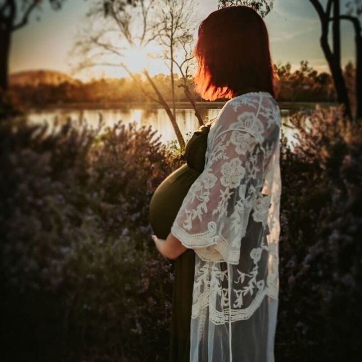 ชุดเดรสถ่ายภาพการตั้งครรภ์ลูกไม้ปักโครเชต์ชุดกิโมโนถ่ายภาพคุณแม่-boho
