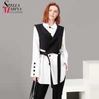 Japanese Style Woman Oversized Unique Two Piece Outfits Long Sleeve Casual Blouses Vest Set Feminine Shirt chemise femme 5412