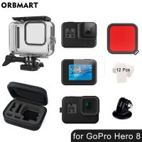 ซองกันน้ำ60ม. สำหรับ Gopro Hero 8 Black ดำใต้น้ำป้องกันปลอกหุ้มเมาท์ฝาครอบสำหรับดำน้ำสำหรับ Go Pro อุปกรณ์เสริมกล้อง8ตัว