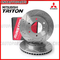 RUNSTOP จานเบรคหน้าแต่ง MITSUBISHI TRITON 4x4 ปี 2005-2022, 4x2 ตัวสูง ไทรทัน พลัส, Pajero sport 4x2 4x4 ปี 2007+  (1คู่)