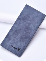 Playboy Wallet Mens Long Style 2022 New Thin Wallet Genuine Leather Trendy Brand Black Hole For Young College Students 【OCT】