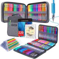 【LZ】✹۩  240 pacote conjunto 120 colorido gel caneta com 120 recargas ponta fina glitter gel canetas para adultos para colorir scrapbooks bala journaling