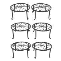 12-Inch Heavy Pot Plant Stand, Set of 6, Art Forged Pot Trivet, Solid Iron Pot Holder,Decorative Garden Pot Holder,Black