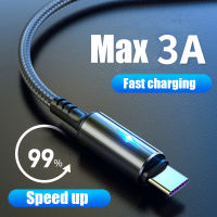 3A ชาร์จเร็วพร้อมสายเคเบิลไมโคร Usb ไฟ Led ชนิด C วันที่สายชาร์จแบตเตอรี่1.2M/2M