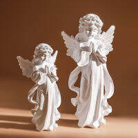 JIEME Nordic Lovely Angel In White Resin Sculpture Ornaments Living Room Bedroom Porch Cabinet Decorative Crafts Ornaments