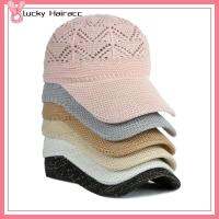 LUCKY HAIRACC ที่บังแดด ระบายอากาศได้ระบายอากาศ เป็นรูกลวง ครีมกันแดดป้องกันแสงแดด หมวกถักนิตติ้ง หมวกปรับได้ หมวกตาข่าย หมวกแก๊ปเบสบอล