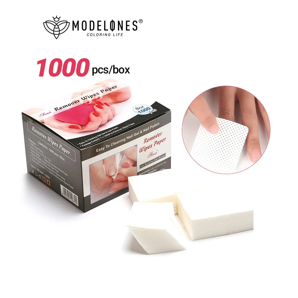 Modelones Lint Free Cotton Nail Polish Wipes Pads Remover 1000PCS/Box |  