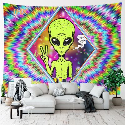 Alien Tapestry Kawaii Room Decor Wall Hanging Hippie Boho Mandala Psychedelic Wall Tapestry Bedroom Home Aesthetics Decoration