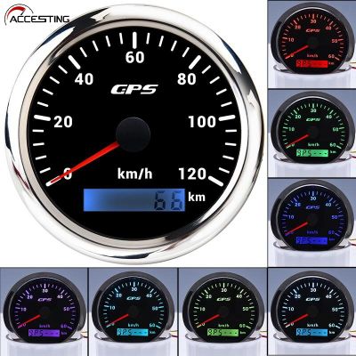 ใหม่7สี Backlight 85มม. G-P-S Speedometer สำหรับรถจักรยานยนต์ Marine เรือรถบรรทุก12V 24V Speed Gauge Meter G-P-S เสาอากาศ