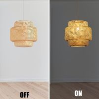 Handmade Bamboo Lampshade Pendant Ceiling DIY Restaurant Aisle Lamp Shades Weave Hanging Light (Without )