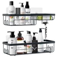 【CC】 2pcs Set Shelves Punch-free Storage Basket Shower Rack Organizer Shelf Holder Accessorie