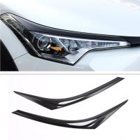 ◑○ Carbon Fiber Front Headlight Eyebrow Cover Trim for Toyota CHR CH-R 2016-18