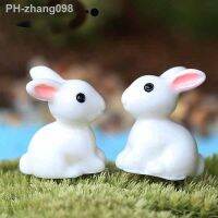 10PCS Garden Miniatures Cute Crafts Figurines Garden Decoration Resin Bunnies Mixed Small White Rabbit Bunny Miniature Garden