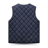 Winter Men Fleece Vest Simple Solid Rhombus Sleeveless Jackets Autumn Casual Thicken Warm Waistcoat V-Neck Coats Men Clothing