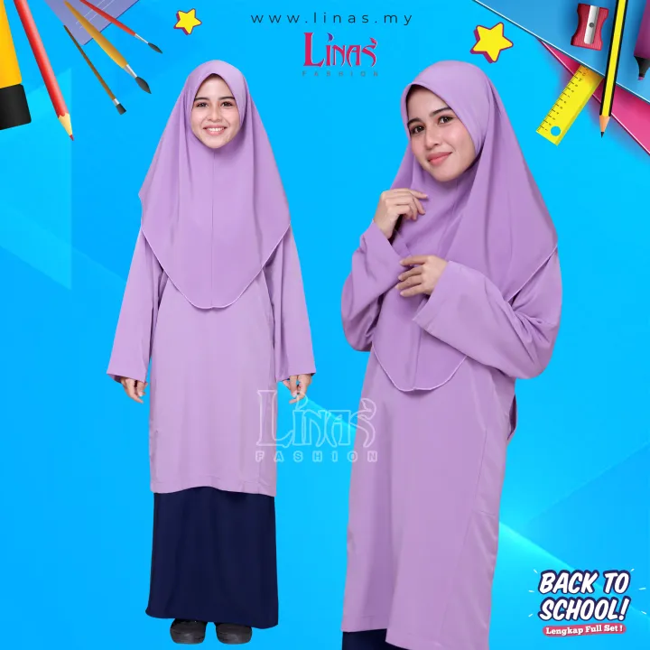 LINAS FASHION | BAJU KURUNG SEKOLAH PURPLE LICIN | SERAGAM SEKOLAH | Lazada