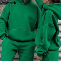 2022 Autumn Winter Matching Couple Casual Solid Hooded Hoodies And Pants Two Piece Sets Lover Pullover Hoodies Tracksuits Suits