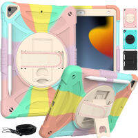 สำหรับ iPad 9th/8th/7th Generation Case, [Kid Proof] ขาตั้งหมุนได้360 ° &amp; สายคล้องมือ &amp; สายคล้องไหล่เคสป้องกันเต็มตัวสำหรับ iPad 10.2เคส2021/2020/2019 /Ipad Air 5