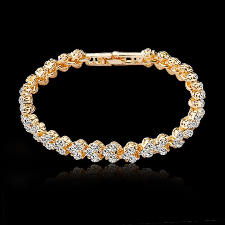 lk-18k-gold-cubic-zirconia-inlaid-celet-bangle-party-women-jewely