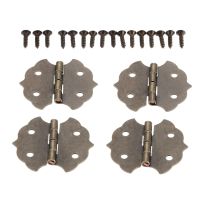 4Pcs Vintage Wooden Box Flower Cabinet Door Butt Hinges 4 Hole Decorative Hinge Zinc Alloy Furniture Fittings with Screw 29*31mm Door Hardware Locks