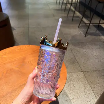 Starbucks 2021 Magic Crown Glass Straw Cup With Cover Love Relief