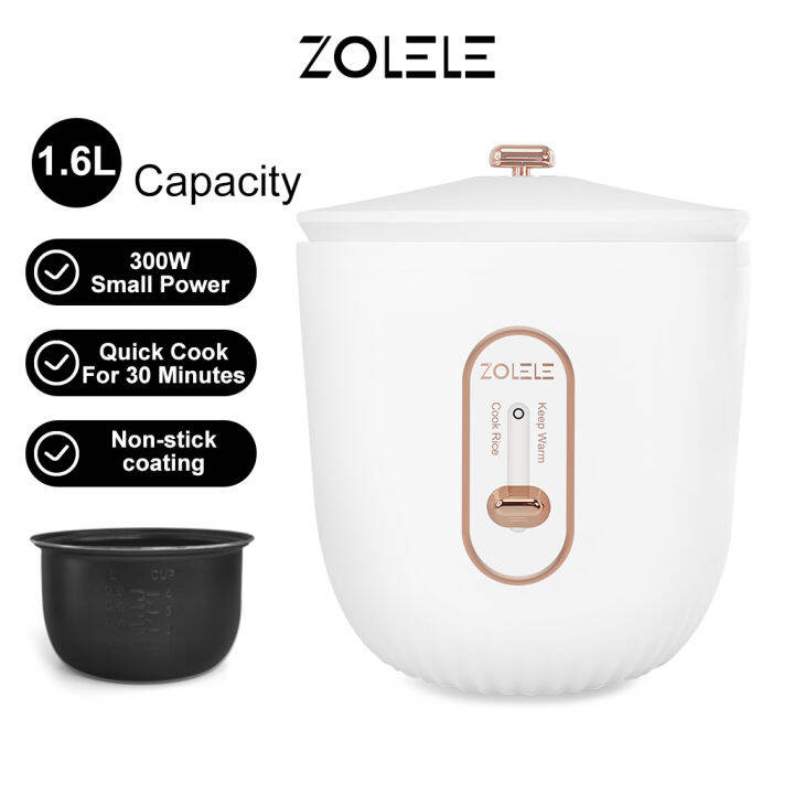 ZOLELE 1.6L NonStick Mini Rice Cooker with Steamer Small Rice Cooker