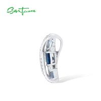 SANTUZZA Silver Pendant for Women Pure 925 Sterling Silver Sparkling Blue Spinel White Cubic Zirconia Party Elegant Fine Jewelry