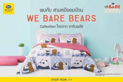 Satin Plus ซาติน ผ้าปูที่นอน ลาย วีแบร์แบร์ส์ สามหมีจอมป่วน We Bare Bears 6 ฟุต