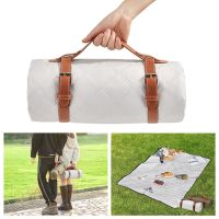 Portable Extra Large Picnic Mat 79”x 79” Outdoor Outing Waterproof Beach Blanket Leather Tote Strap For Camping Park Grass Indoo Sleeping Pads