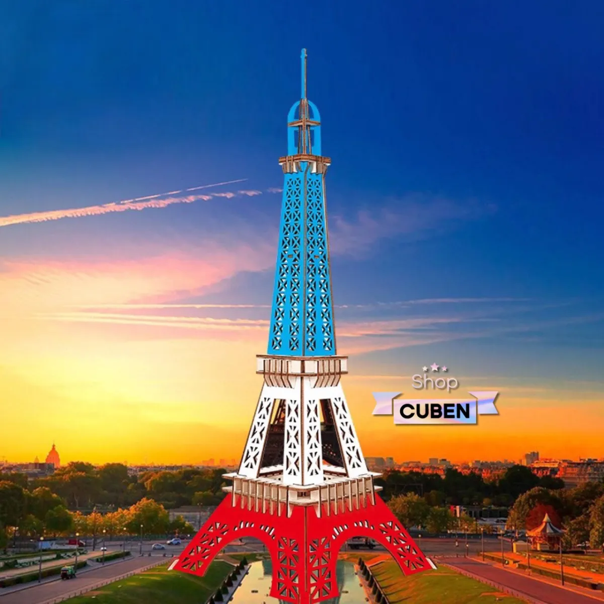 Đồ chơi lắp ráp 3D gỗ - Mô hình Tháp Eiffel Paris cắt laser size L ...