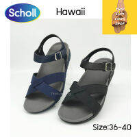 Scholl HAWAII รองเท้าสกอลล์รุ่น ฮาวาย  รองเท้ารัดส้น รองเท้าเพื่อสุขภาพ Bioprint ไบโอปริ้นท์ สำหรับผู้หญิง สีกรม สีดำ