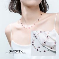 s925 Garnety necklace สร้อยคอเงินแท้ ประดับโกเมน สวยเรียบง่าย ใส่สบาย เป็นมิตรกับผิว