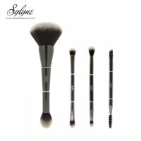 Sylyne 4Pcs ชุดแปรงแต่งหน้า2 In 1 Double-Ended Metal Face &amp; Eye Blending Kabuki Powder อายแชโดว์คิ้วแปรงแต่งหน้า