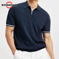 KYUSHUAD เสื้อโปโลลำลองไอซ์ซิลค์ใส่ได้หลายโอกาสสำหรับผู้ชายระบายอากาศที่สะดวกสบายใส่ได้ทุกโอกาสฤดูร้อนเสื้อยืดลาเพล