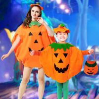 IJVBTV Halloween Costume ชุดคอสเพลย์ ชุดฮาโลวีนเด็ก Creative Adult Photo Props Party Cloth Accessories Costumes Outfit Kids Halloween Costume Party Masquerade Cloth With Hat And Bag Pumpkin Costume