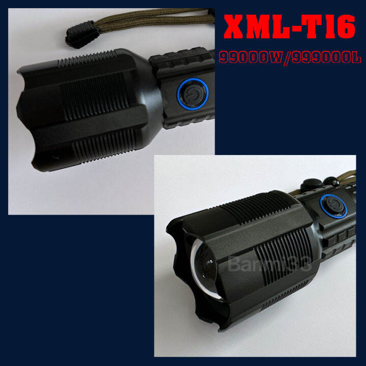 ไฟฉาย-t16-ไฟฉายแรงสูง-ปุ่มเดียวสว่างทั้งบ้าน-zoom-ได้ไกล-999000-lumens-ไฟ-3-mode-มีไฟกระพริบ-ชาร์จไฟ-usb-สินค้าเกรดa-ไฟฉุกเฉิน