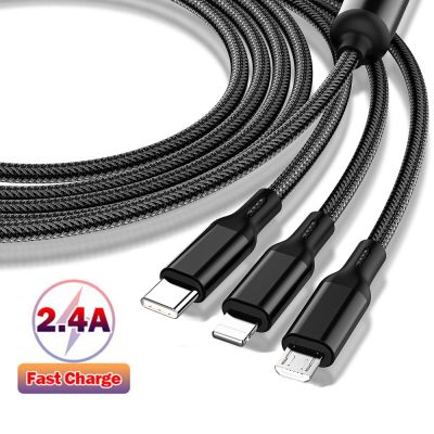 Sindvor 3M Charging Cable 3 In 1 USB TypeC Charger USB C Cord MultiPort Micro Cable For iPhone 8Pin Samsung Galaxy Xiaomi Huawei Docks hargers Docks C