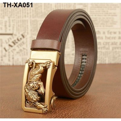 Net red new product atmospheric tiger downhill automatic buckle mens belt genuine cowhide casual jeans with personalized