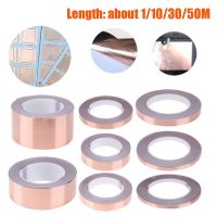 ¤❂♟ 1/10/30/50 Meters 1roll Single Side Conductive Copper Foil Tape Strip Adhesive Shielding Heat Resist Tape 5/6/10/12/15/ 20/50mm