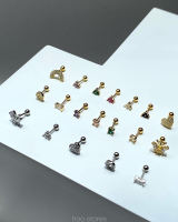 (all silver 925) hoo.stores Piercings จิวหูเงินแท้ (18k gold/ Rhodium plated) จิวหูเงินแท้ s925 จิวหูเงินแท้หลากหลายแบบ จิวก้านเล็ก