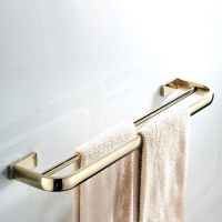 ┋ Towel Bar Double Towel Rail for Bathroom Wall Mounted Polished Gold Square Towel Holder Bathroom Accessories Nba850c