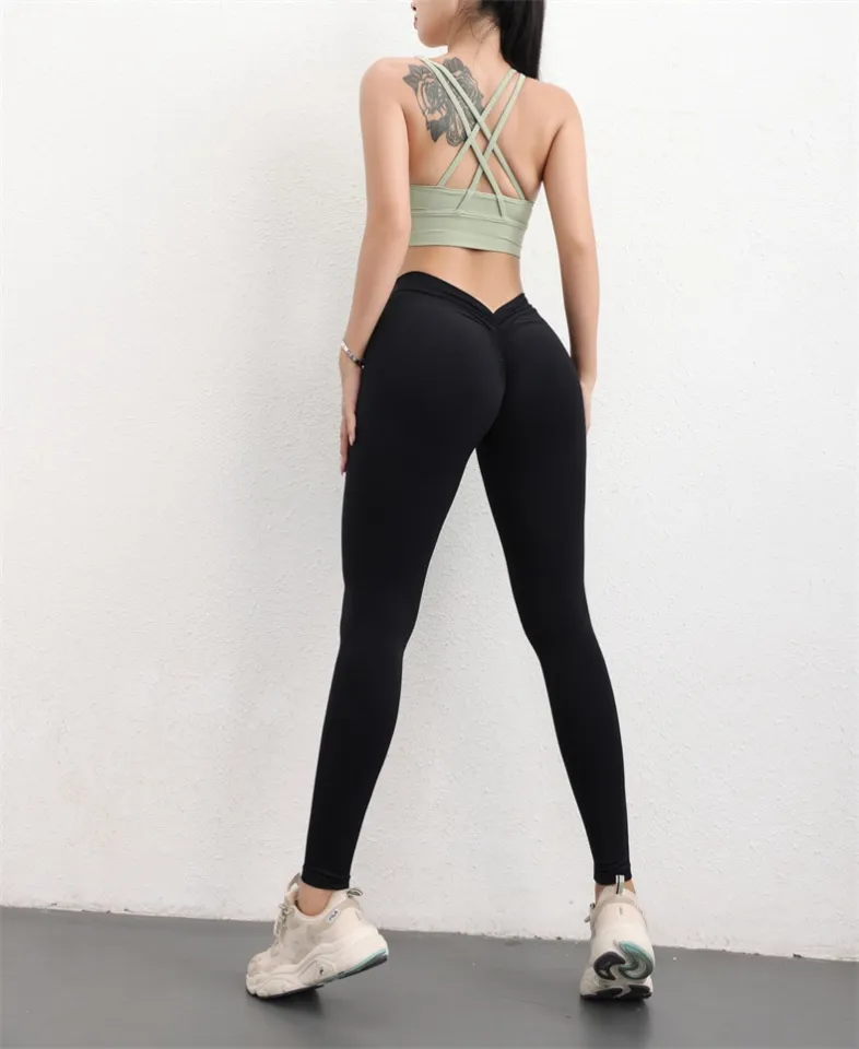 Ready Stock-TRY TO BN Back V Leggings Scrunch Fitness Yoga Pants