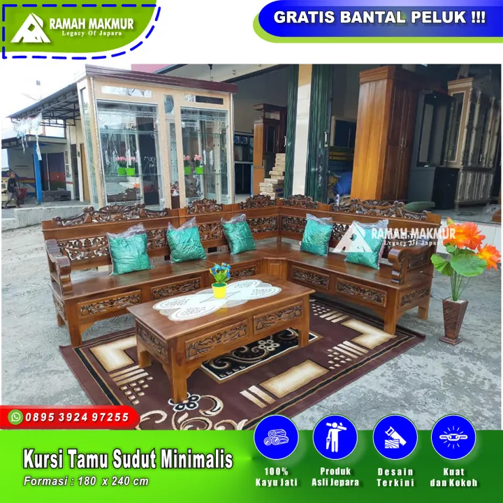 Kursi Ruang Tamu Model L Modern Minimalis Kayu Jati Ruangan Sempit ...