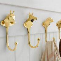 Brass Hook  Animal Sculpture Metal Gold Hook Background Wall Decoration Wall Storage Organization Key Holder Hanger Accessories Picture Hangers Hooks