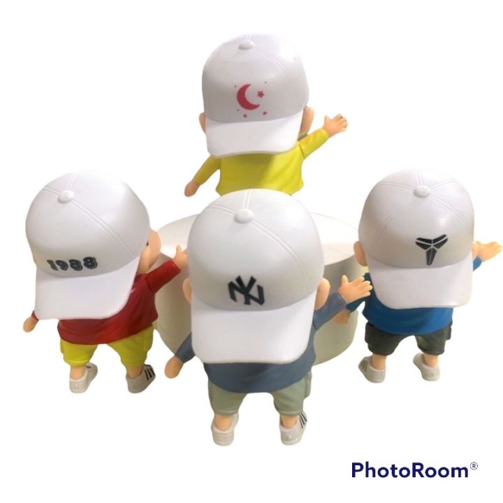 สินค้าขายดี-โมเดลชินจังใส่หมวกขาวสุง9cm-ขายยกชุด4ตัวเท่ฟ-ของเล่น-ของสะสม-โมเดล-kid-toy-model-figure