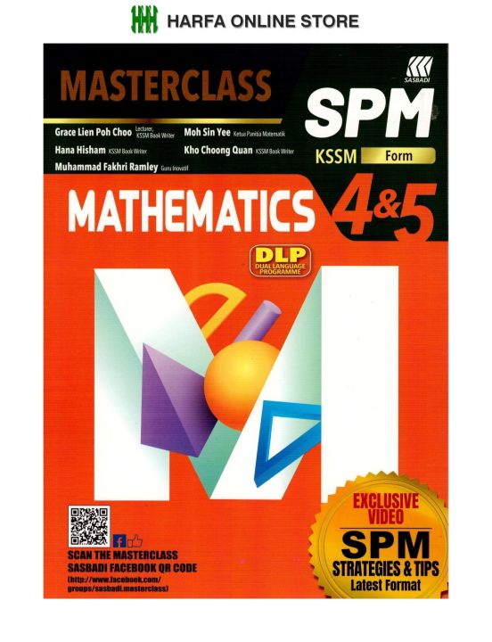 Buku Rujukan : Masterclass SPM Mathematics Form 4&5 ( DLP ) | Lazada