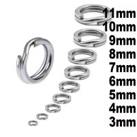 50pcs/lot Stainless Steel Split Ring Fishing Double Oval Solid Split Ring Accessories For Fishing Hook Snap Lure Swivel DIY Key Accessories