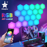 RGB Bluetooth LED Hexagon Light Indoor Wall Light APP Remote Control Night Light Computer Game Room Bedroom Bedside Decoration