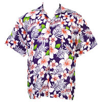 Size S L XL XXL เสื้อเชิ้ตฮาวาย Hawaiian Shirt Alohf Elegance Flower Holiday Leisure Beach Purple HW270v เสื้อสงกรานต์ เสื้อลายดอก