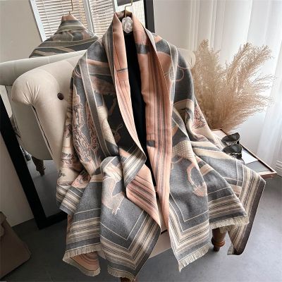 ☁ Fashion Pashmina Shawl Scarf for Women Winter Warm Cashmere Scarfs Neck Wrap Bufanda Poncho Female Thick Blanket Bandana Muffler